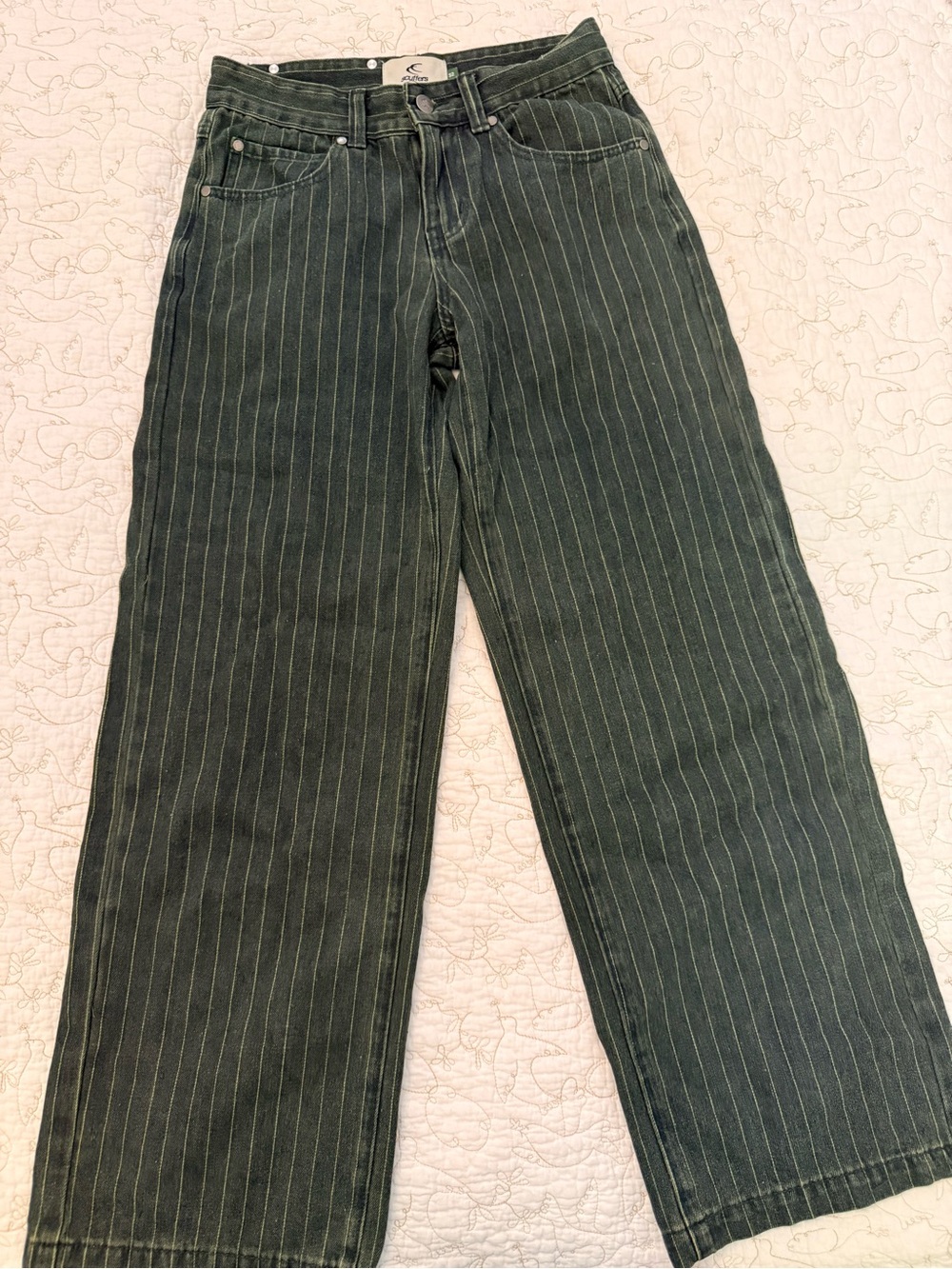 Scuffers Gallery Pinstripe Carrie Jeans Dark Green Streetwear Euro size 32